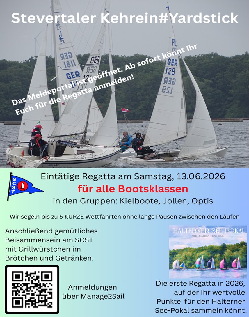 Das Meldeportal bei Manage2Sail ist geöffnet. Die Regatta ist offen für alle Bootsklassen in Haltern und alle Segelclubs. Wir freuen uns über Eure rechtzeitigen Meldungen.
#segeln #haltern #halternersee #regatta #yardstick